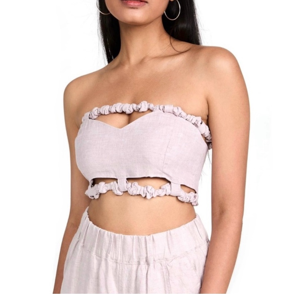 NEW GANNI PURPLE STRAPLESS CROP TOP